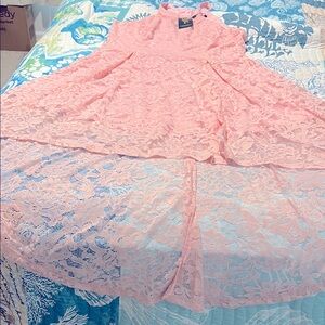 Pink Lace Sleeveless Dress